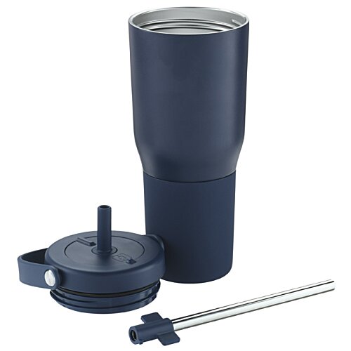 Additional Image 3 - a black tumbler with a lid and a straw