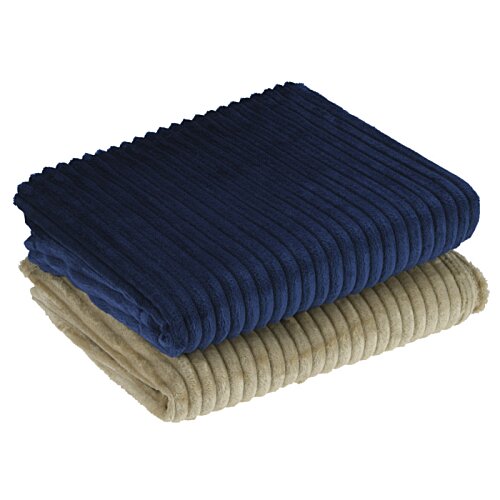 Additional Image 3 - a stack of blue and tan blankets