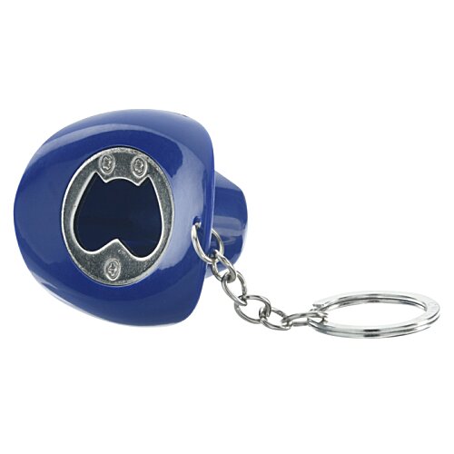 Additional Image 1 - a blue key chain with a black and silver heart
