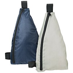 a blue and white bag