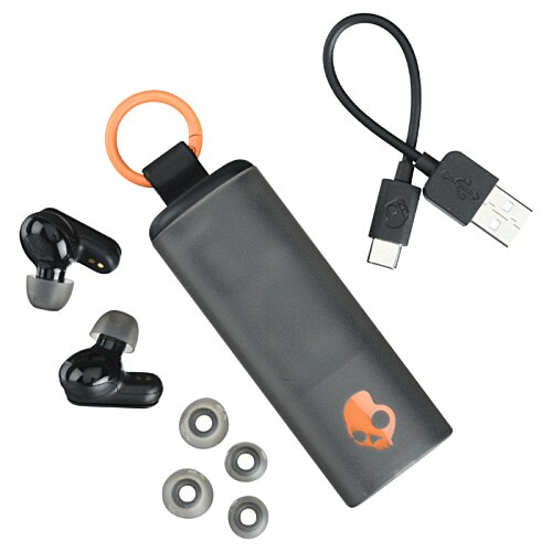 Additional Image 3 - a black and orange earbuds and a black cord