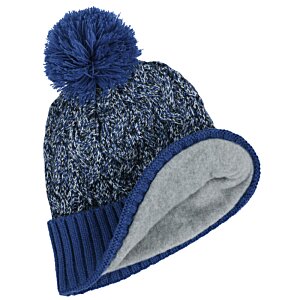 Additional Image 2 - a blue and grey knitted hat