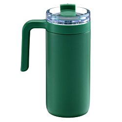 a green mug with a handle