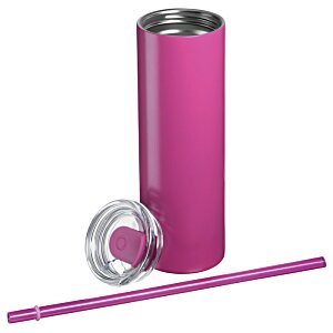 Additional Image 2 - a pink cylindrical container with a straw
