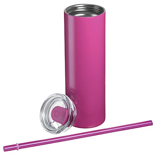 Additional Image 2 - a pink cylindrical container with a straw