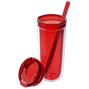 Additional Image 3 - a red plastic cup with a straw