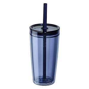 Additional Image 1 - a blue tumbler with a straw
