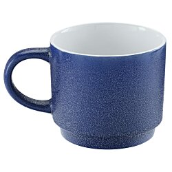 a blue mug with a handle
