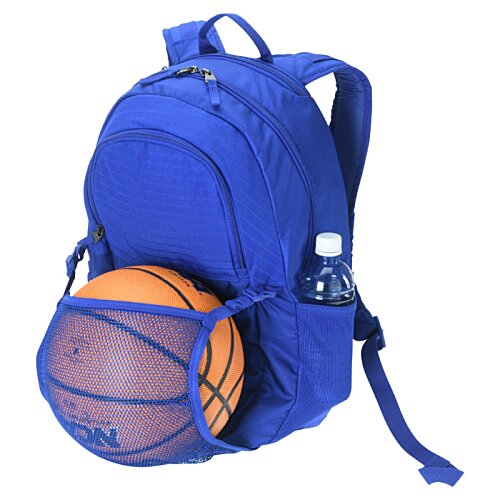 Additional Image 1 - a blue backpack with a basketball inside