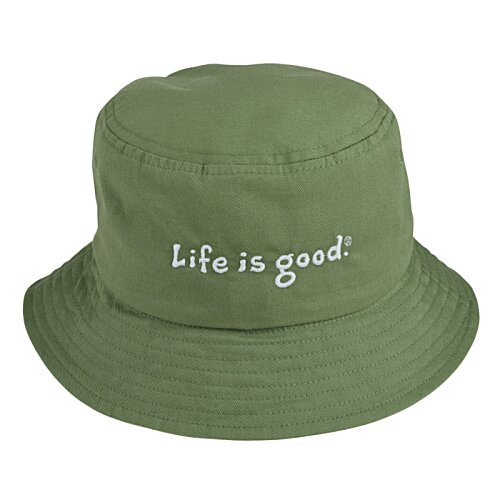 Additional Image 3 - a green bucket hat with white text