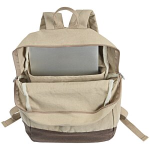 Additional Image 2 - a tan backpack with a laptop open