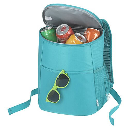 Additional Image 2 - a blue backpack with sunglasses inside