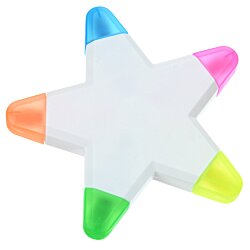 a white star shaped object with multi colored tips