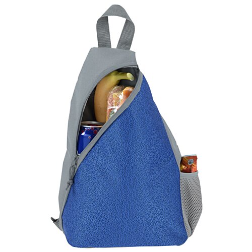 Additional Image 1 - a blue and grey backpack with a doll inside