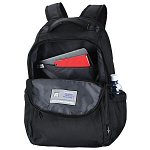 Additional Image 4 - a black backpack with a red and black pocket