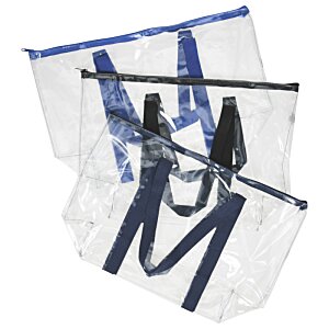 Additional Image 3 - a pair of clear plastic bags with blue handles