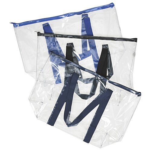 Additional Image 3 - a pair of clear plastic bags with blue handles