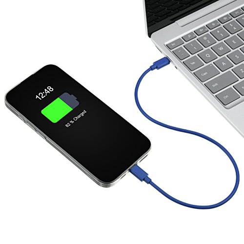 Additional Image 2 - a black cell phone connected to a blue cord