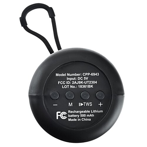 Additional Image 9 - a black round object with white text