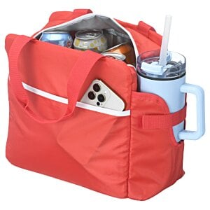 Additional Image 4 - a red bag with a blue cup and a blue drink cup