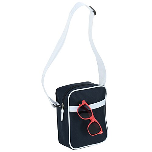 Additional Image 1 - a black bag with red sunglasses on it