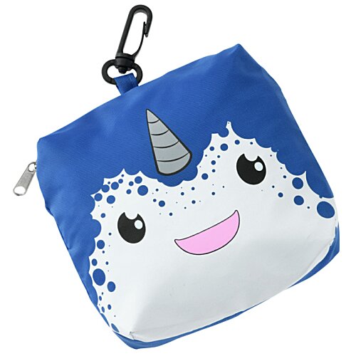 Additional Image 1 - a blue and white square bag with a unicorn face