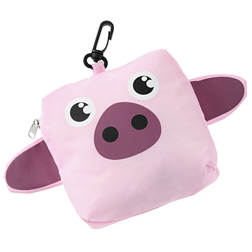 Additional Image 1 - a pink square keychain with a pig face
