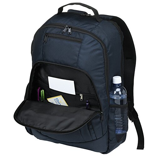 Additional Image 1 - a blue backpack with a bottle of water