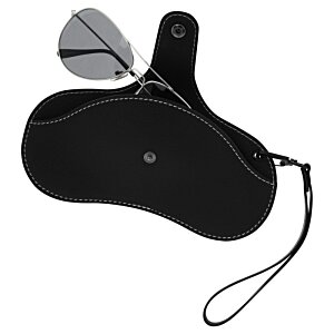 Additional Image 1 - a black eyeglass case with a strap