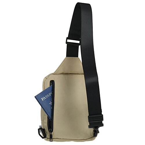 Additional Image 3 - a tan and black sling bag