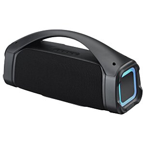 Additional Image 1 - a black speaker with blue and green accents