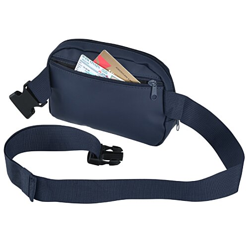 Additional Image 3 - a black belt bag with a card in it