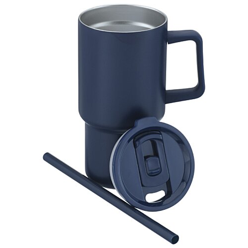 Additional Image 3 - a blue mug with a lid and straw