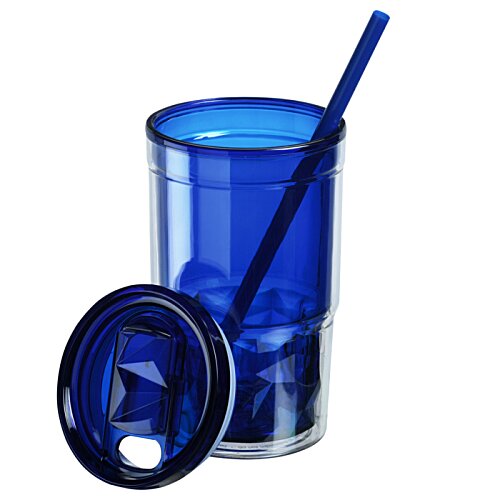 Additional Image 1 - a blue cup with a straw