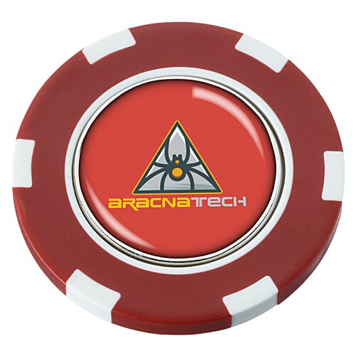 Additional Image 1 - a red and white chip with a triangle logo