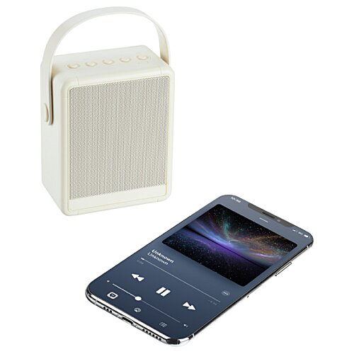 Additional Image 1 - a white speaker next to a cellphone