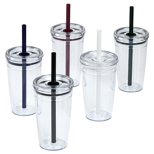 Additional Image 2 - a group of plastic cups with straws