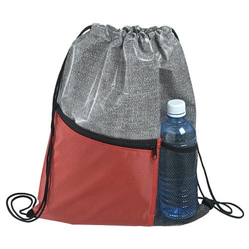 Additional Image 1 - a grey and red backpack with a bottle of water