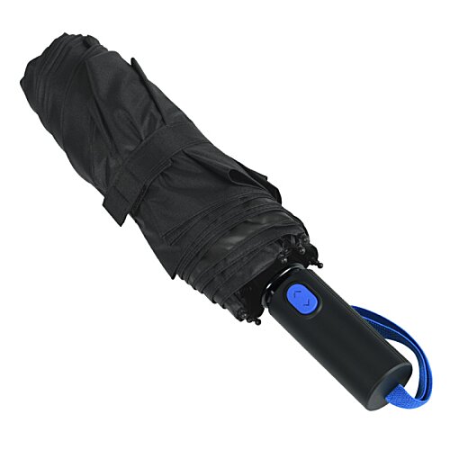 Additional Image 5 - a black umbrella with a blue handle
