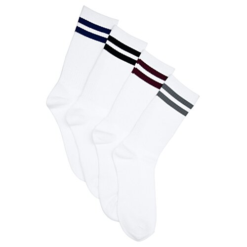 Additional Image 2 - a group of white socks with different colored stripes