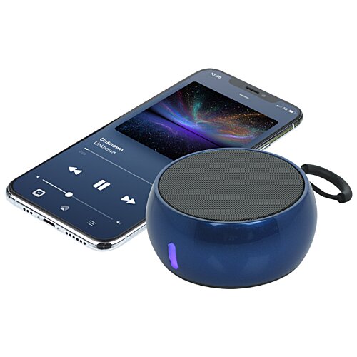 Additional Image 3 - a blue speaker next to a cell phone
