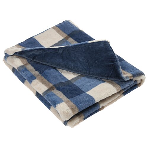 Additional Image 1 - a blue and white plaid blanket