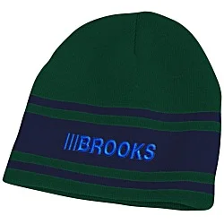 Fine Knit Three Stripe Beanie