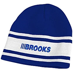 Fine Knit Three Stripe Beanie