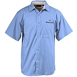 Peached Fine Line Short Sleeve Twill Shirt - Men's