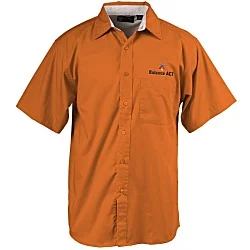 Peached Fine Line Short Sleeve Twill Shirt - Men's