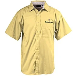 Peached Fine Line Short Sleeve Twill Shirt - Men's