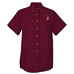 Soil Release Button Down SS Poplin Shirt - Ladies'
