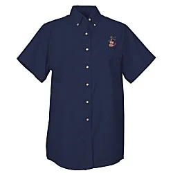 Soil Release Button Down SS Poplin Shirt - Ladies'