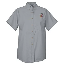 Soil Release Button Down SS Poplin Shirt - Ladies'